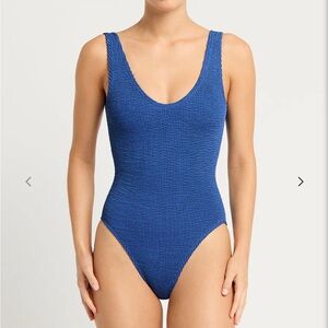 Bond-eye Mara One Piece Swimsuit blue periwinkle ribbed with pattern NWOT